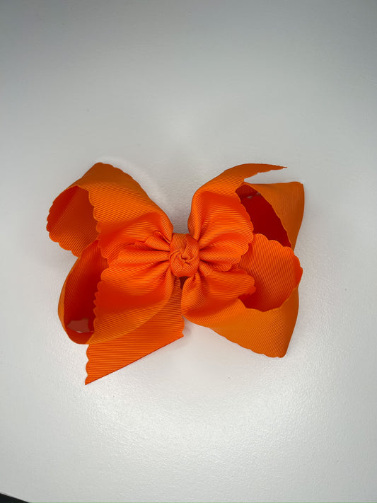 5.5” Orange Scalloped Bow on Clip