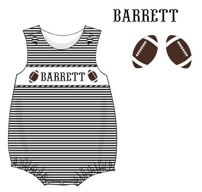 Pre-Order Black Custom Hand Smocked Game day Bubble (Football & Baseball)