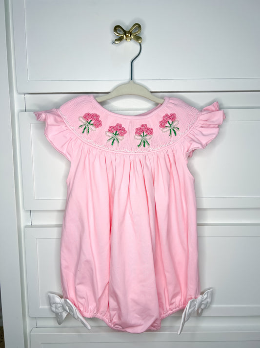Hand Smocked Florals and Pearls Bubble