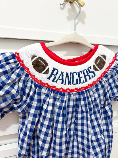 Hand Smocked Rangers Football Bubble (Size 18M)