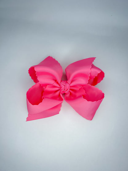 Scalloped Edge Bow (White, Pink, Hot Pink) 5.5”